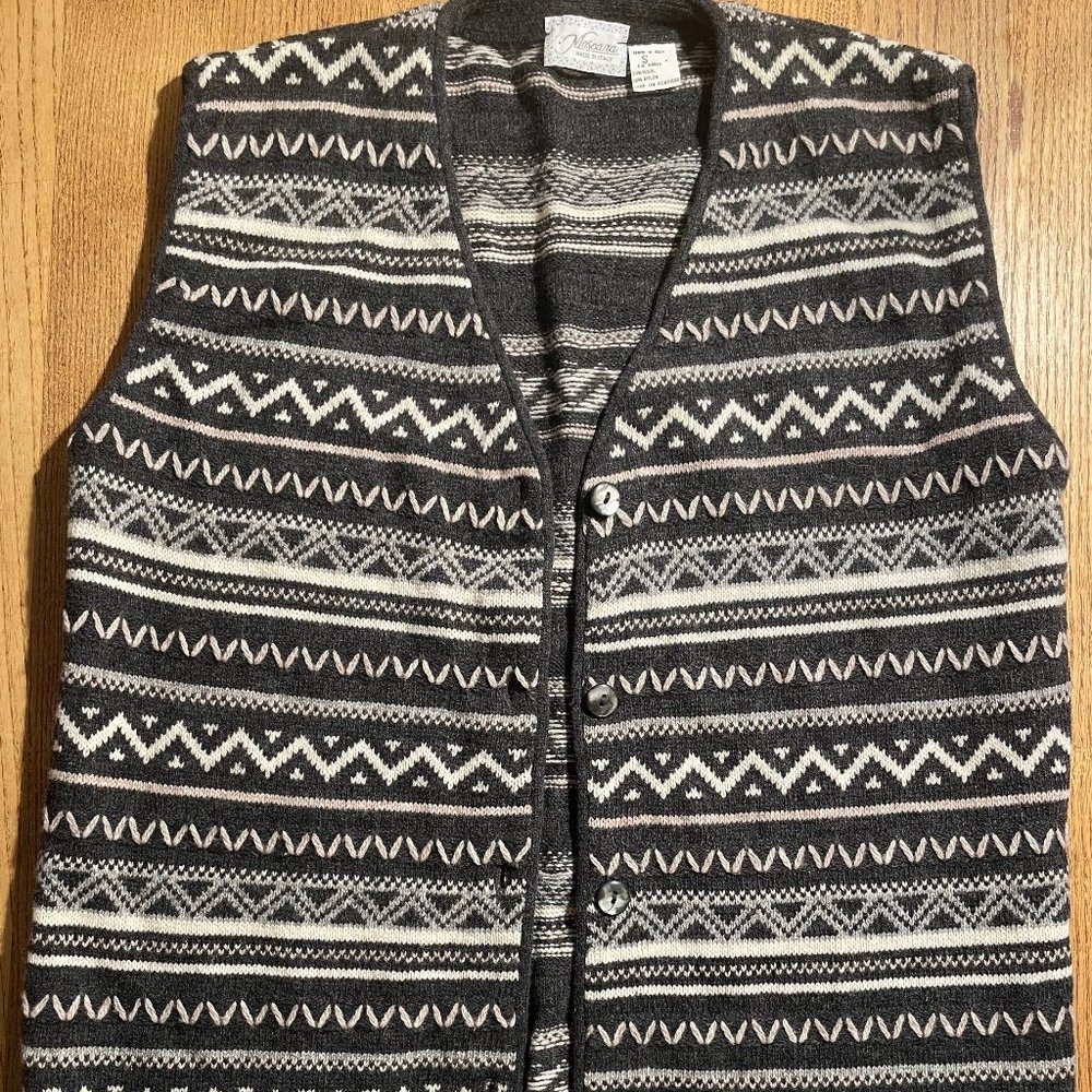 Mascara Made in Italy Wood Vest, Gray and White, Size Small